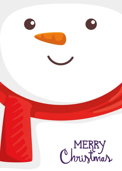Frohe Weihnachten Plakat mit Gesicht Schneemann — Stockvektor