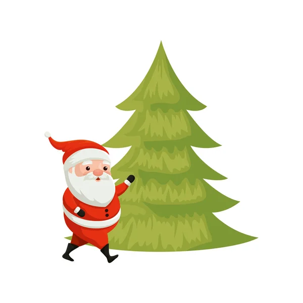 Santa claus with pine tree of merry christmas — Stock Vector