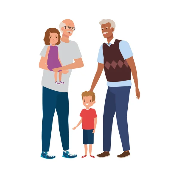 Gruppe von Großeltern mit Enkeln — Stockvektor