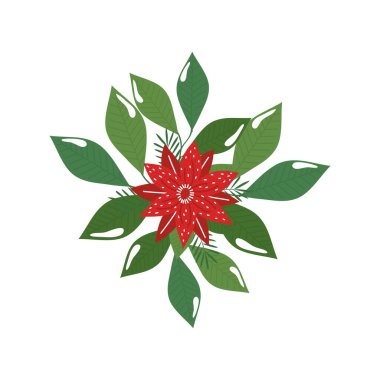 Çiçek Noel süslemesi dallar ve yapraklarla