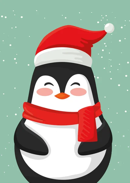 Feliz Navidad lindo personaje de pingüino — Vector de stock