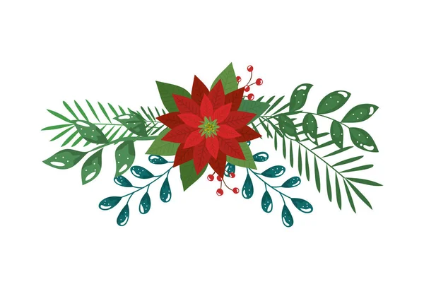用树枝和树叶装饰的花圣诞节 — 图库矢量图片