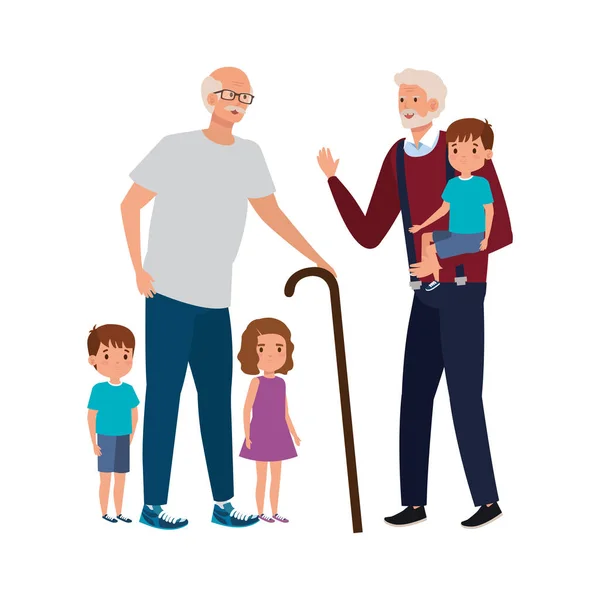 Gruppe von Großeltern mit Enkeln — Stockvektor