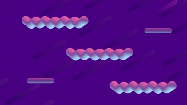 Colors lines and geometric figures in purple background animation — Stock Video