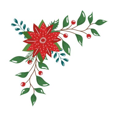 Çiçek Noel süslemesi dallar ve yapraklarla