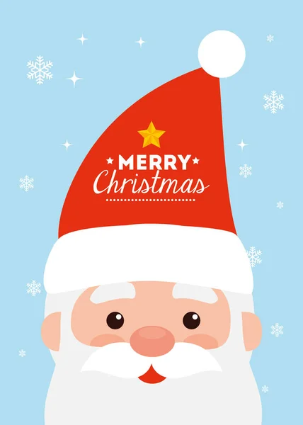 Merry christmas poster with face of santa claus — Stock Vector