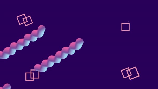 Linie kolorów i figury geometryczne w niebieskim tle animacji — Wideo stockowe