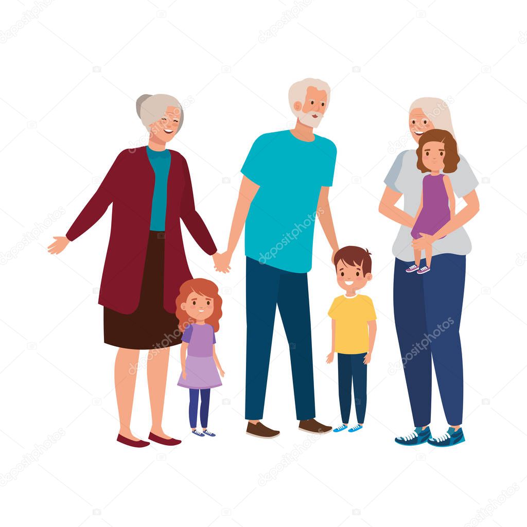 grandparents with grandchildren avatar character