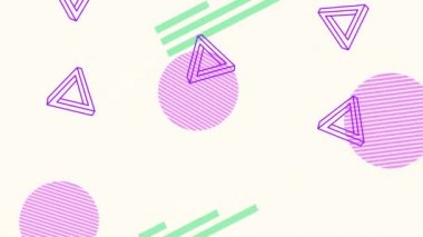 Beyaz arkaplan canlandırmasında renk çizgileri ve geometrik şekiller