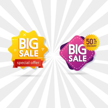 büyük satış teklifleri içeren ticari etiketleri ayarla