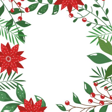 Çiçekli ve tohumlu yaprak çerçeveleri dekoratif