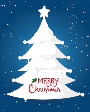 Çam ağacı siluetiyle mutlu noel posteri