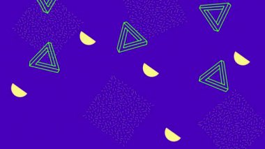 mavi arkaplan canlandırmasında renk çizgileri ve geometrik şekiller