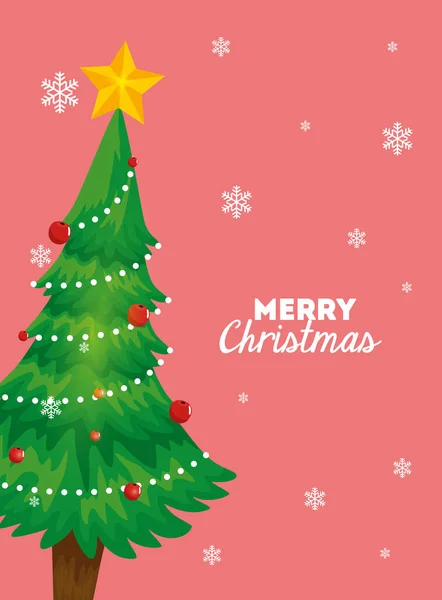 Frohe Weihnachten Plakat mit Kiefer — Stockvektor