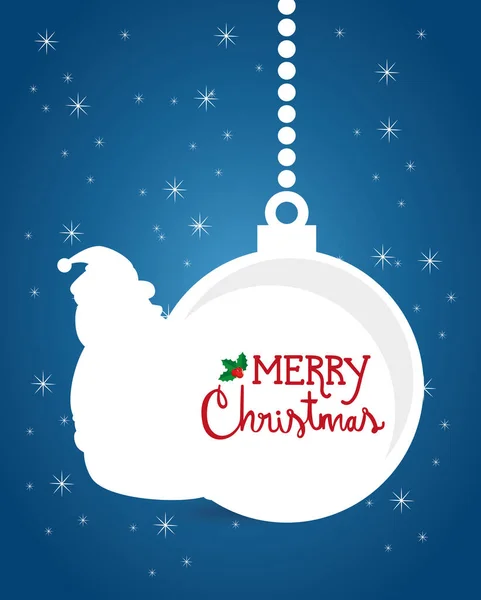 Affiche de Noël joyeux avec silhouette de boule suspendue — Image vectorielle