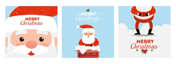 Набор плакатов веселого Рождества и украшения — стоковый вектор