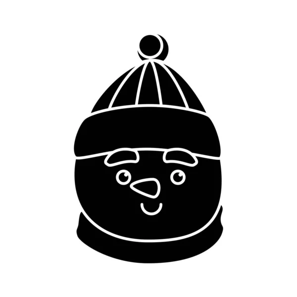 Silhouette de la tête bonhomme de neige personnage joyeux Noël — Image vectorielle