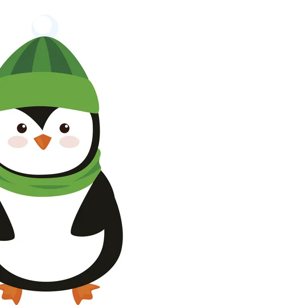 Feliz Navidad lindo personaje de pingüino — Vector de stock