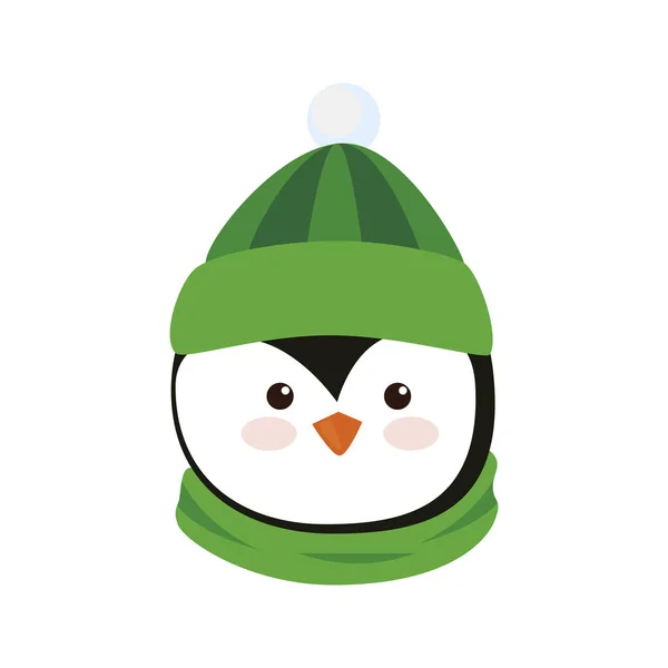 Cabeza de feliz navidad lindo personaje de pingüino — Vector de stock