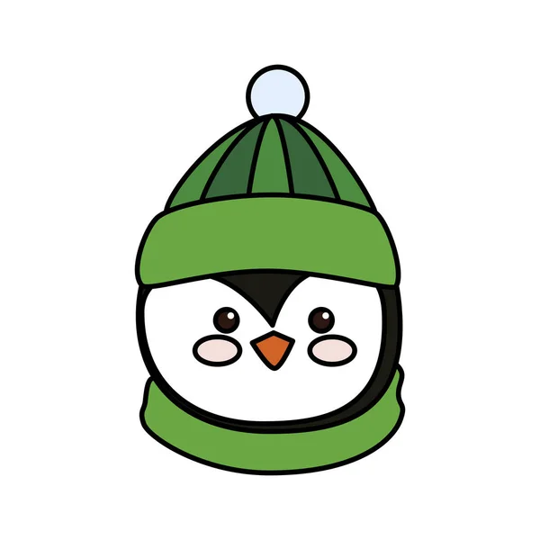 Hlava Veselé Vánoce roztomilý tučňák charakter — Stockový vektor