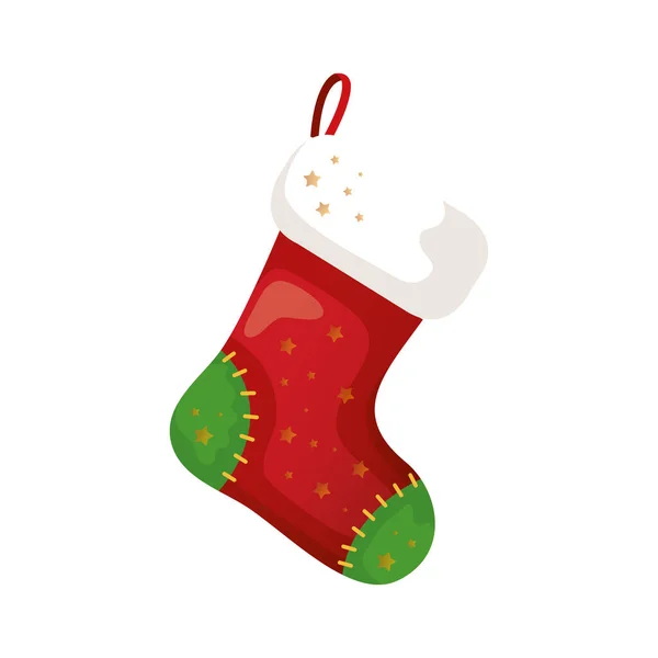 Sock christmas decorative isolated icon — Stock Vector