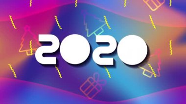 2020 yılındaki renk çizgileri ve geometrik şekiller canlandırması