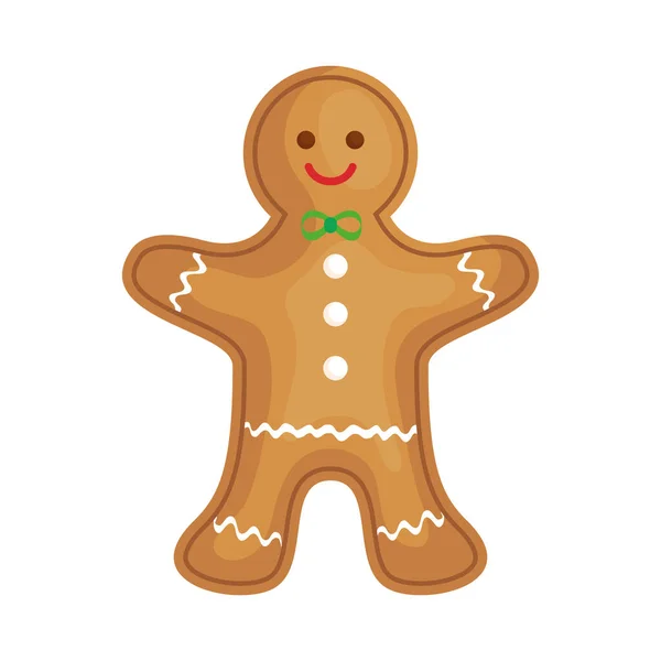 Ginger cookie christmas isolated icon — Stock Vector