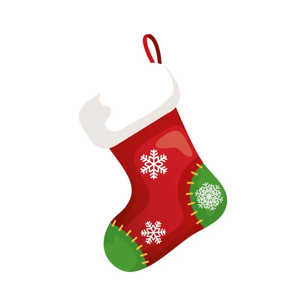 Sock christmas decorative isolated icon — Stock Vector