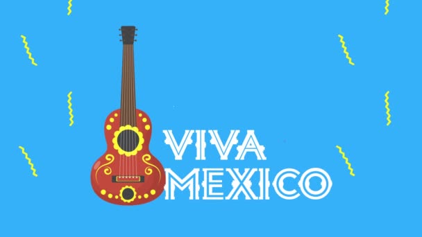 Viva mexico animatie met gitaar instrument — Stockvideo