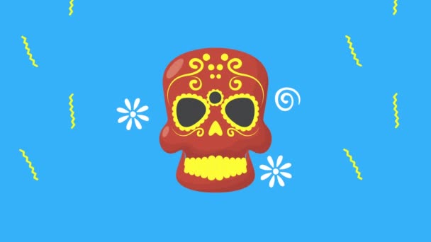 Dia de los muertos animacja z maską czaszki — Wideo stockowe