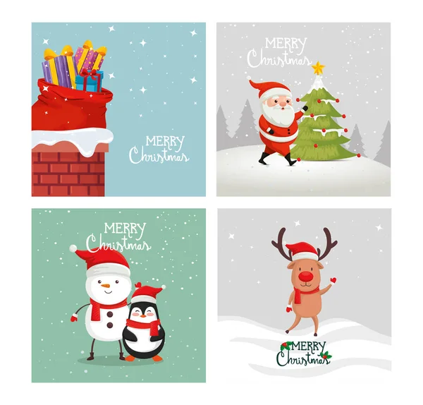 Set poster di Buon Natale e decorazione — Vettoriale Stock