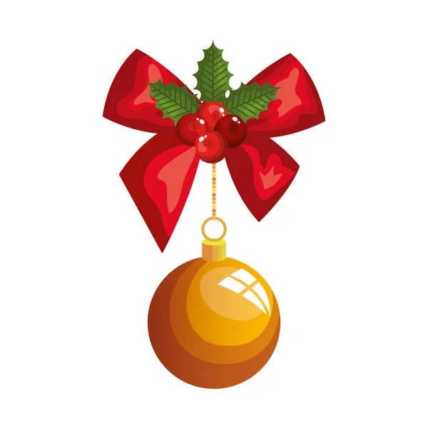 Boule de Noël suspendue avec décoration arc — Image vectorielle