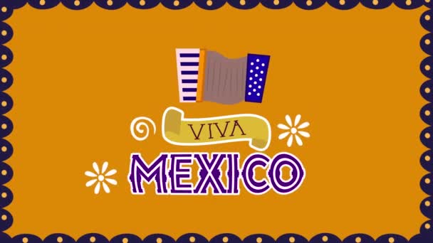 Viva mexico animation με όργανο ακορντεόν — Αρχείο Βίντεο