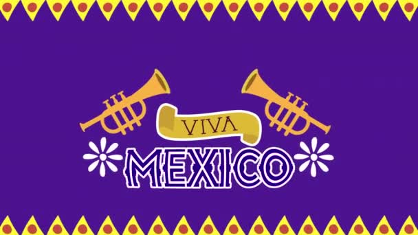 Viva mexico animation med trumpeter instrument — Stockvideo