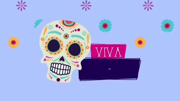 Viva mexico animação com máscara de crânio — Vídeo de Stock