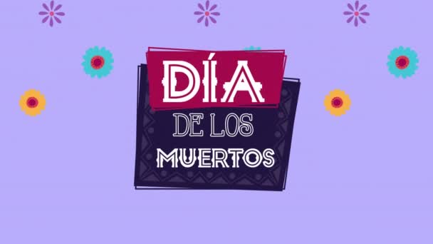 Dia de los muertos animation με λουλούδια — Αρχείο Βίντεο