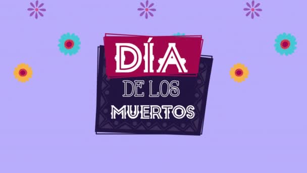 Dia de los muertos animacja z kwiatami — Wideo stockowe