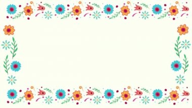 Çiçeksel kare çerçeveli Meksika animasyonu