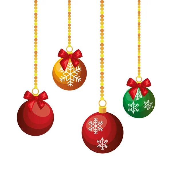 Bolas de Natal pendurado decoração ícone isolado —  Vetores de Stock