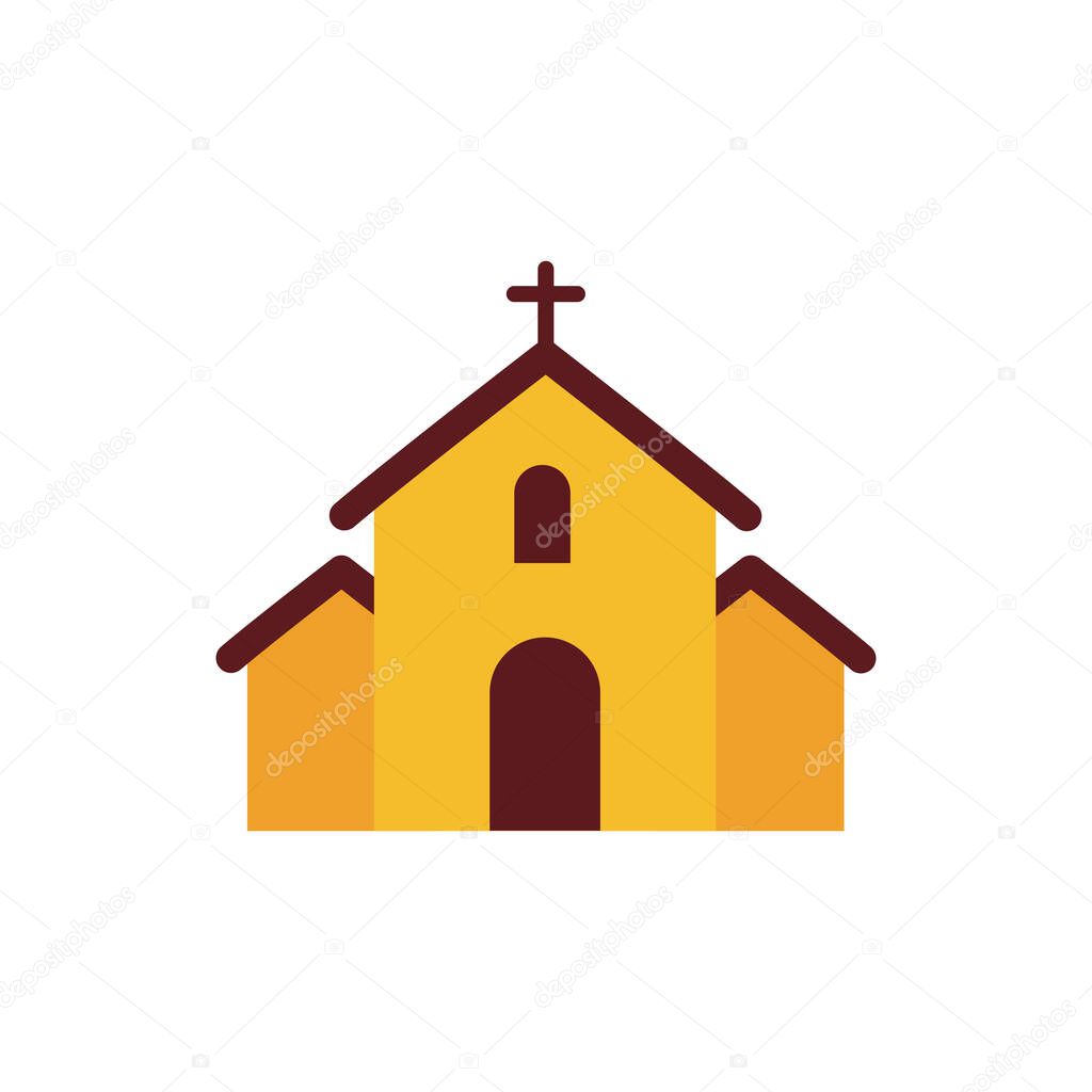 Isolated church with cross vector design