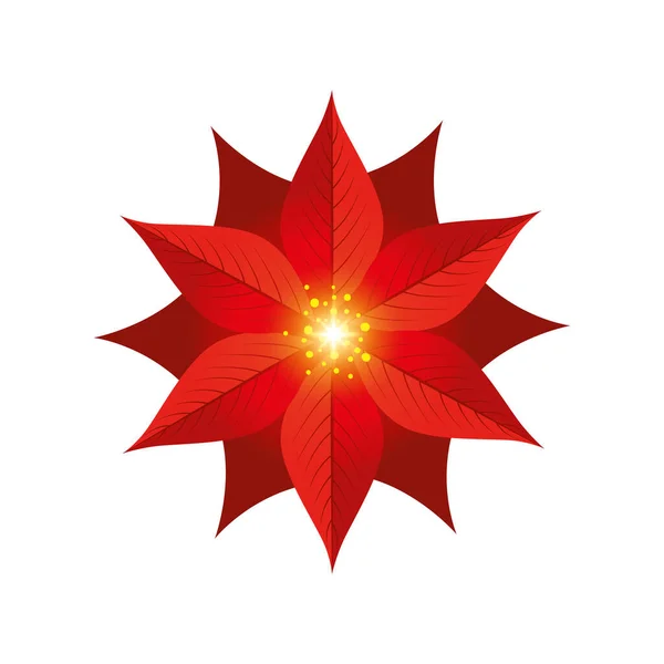 Bloem kerst decoratieve geïsoleerde pictogram — Stockvector