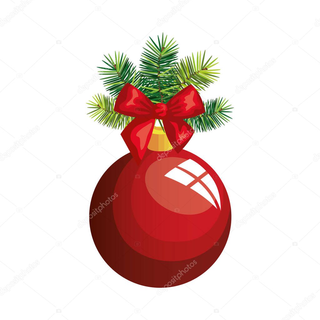 ball christmas with bow decoration isolated icon
