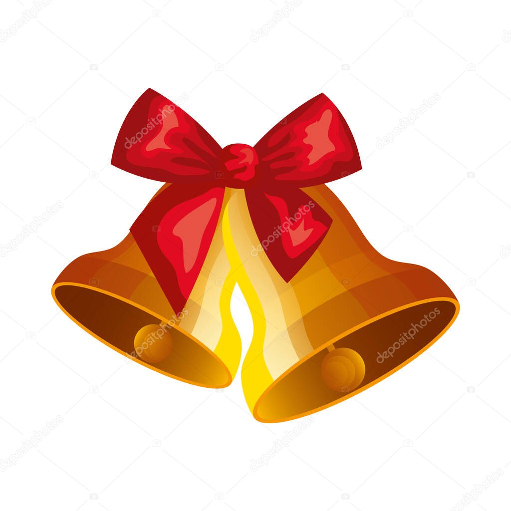 bells christmas with ribbon isolated icon