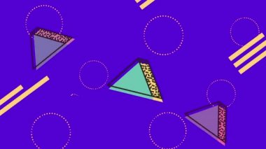 mor arkaplan animasyonunda renk çizgileri ve geometrik şekiller