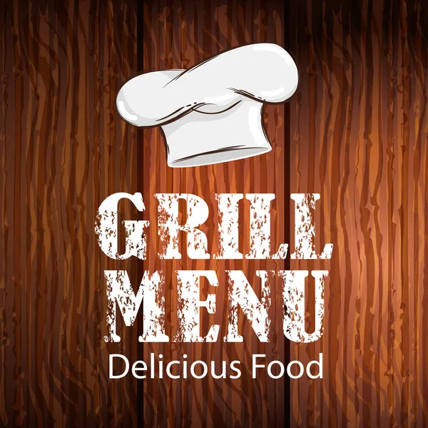 Affiche de grill menu lettrage en bois fond — Image vectorielle