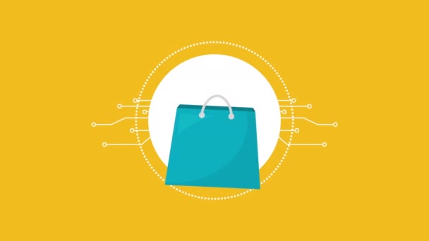 Kommersiell försäljning av e-affärer med shoppingväska — Stockvideo