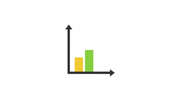 Statistics bars and magnifying glass — Stock Video