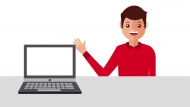 dizüstü bilgisayarı ve istatistikleri olan adam