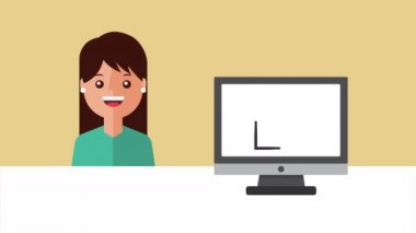 Masaüstü ve istatistikleri olan kadın