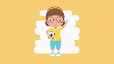 Futbol balonu karakteri olan sevimli küçük kız.